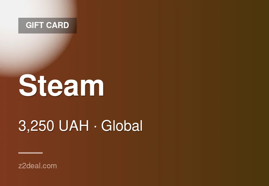 Genuine Steam Gift Card - 3,250 UAH - Works Worldwide - PC Compatible - Global - Same-Day Delivery