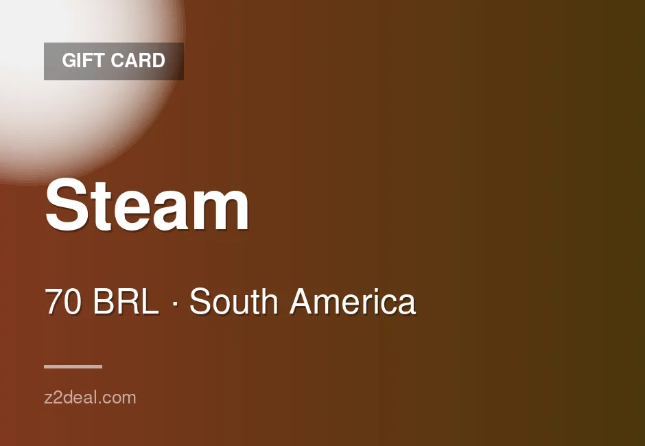 Reliable Steam Gift Card - 70 BRL - Steam - Wallet Top-Up - PC Compatible - Brazil - Quick Turnaround
