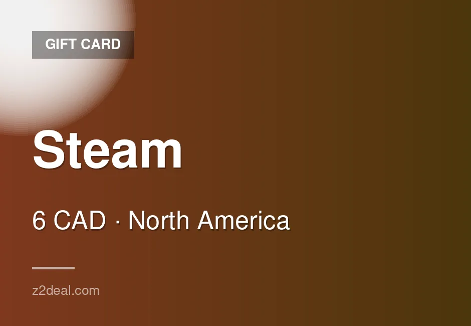 Instant Steam Gift Card | 6 CAD | Wallet Top-Up | PC Compatible | Canada | Smooth Delivery