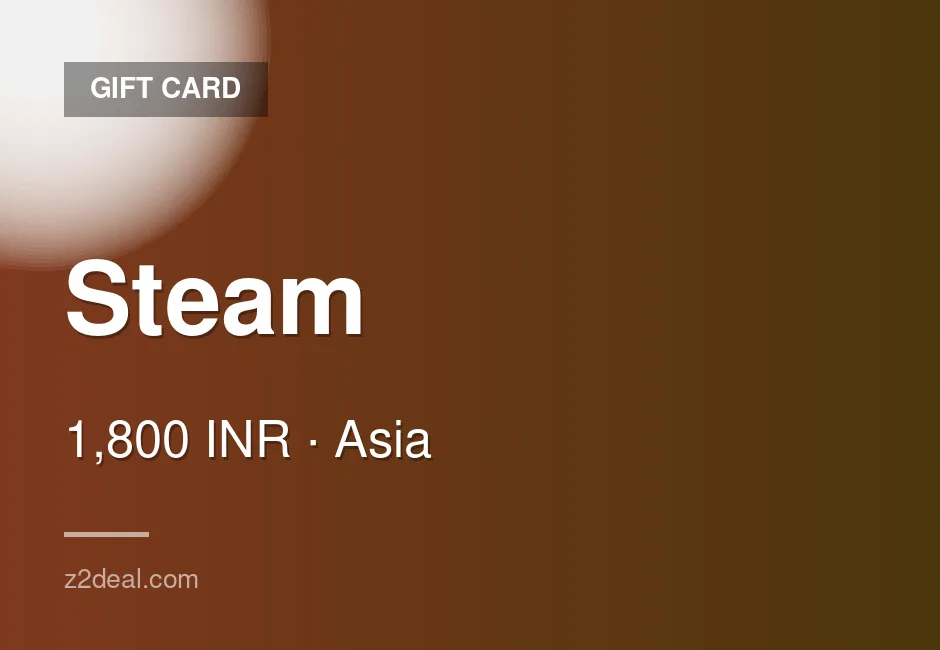 Trusted Steam Gift Card | 1,800 INR | India | Steam | Wallet Top-Up | Delivered With Care