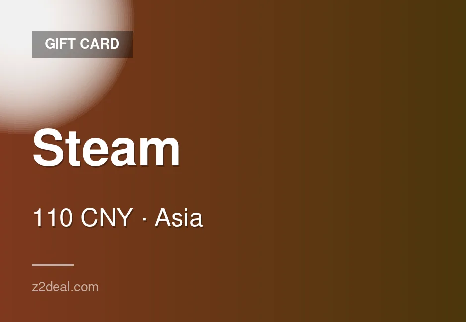Instant Steam Gift Card | 110 CNY | Wallet Top-Up | PC Compatible | China | Hassle-Free