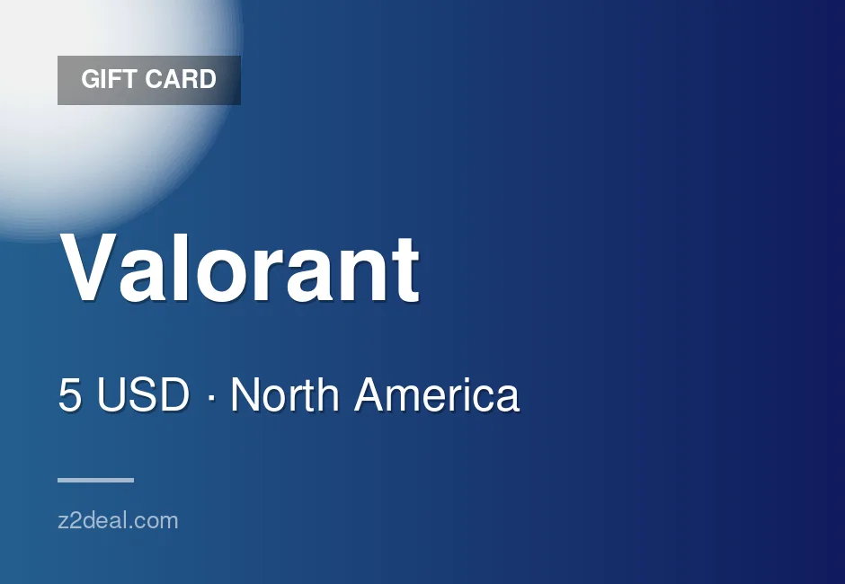 Valorant Gift Card - 5 USD - PC - In-Game Currency - PC Compatible - United States - Secure Ordering