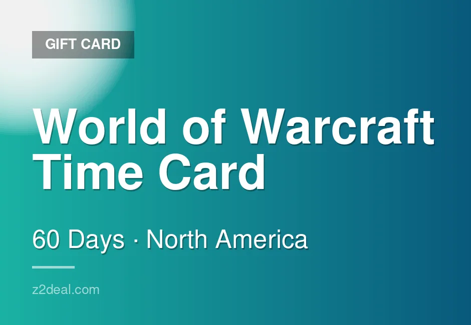 Instant World of Warcraft Time Card | 60 Days | Prepaid Time Card | PC Compatible | North America | Fast Delivery
