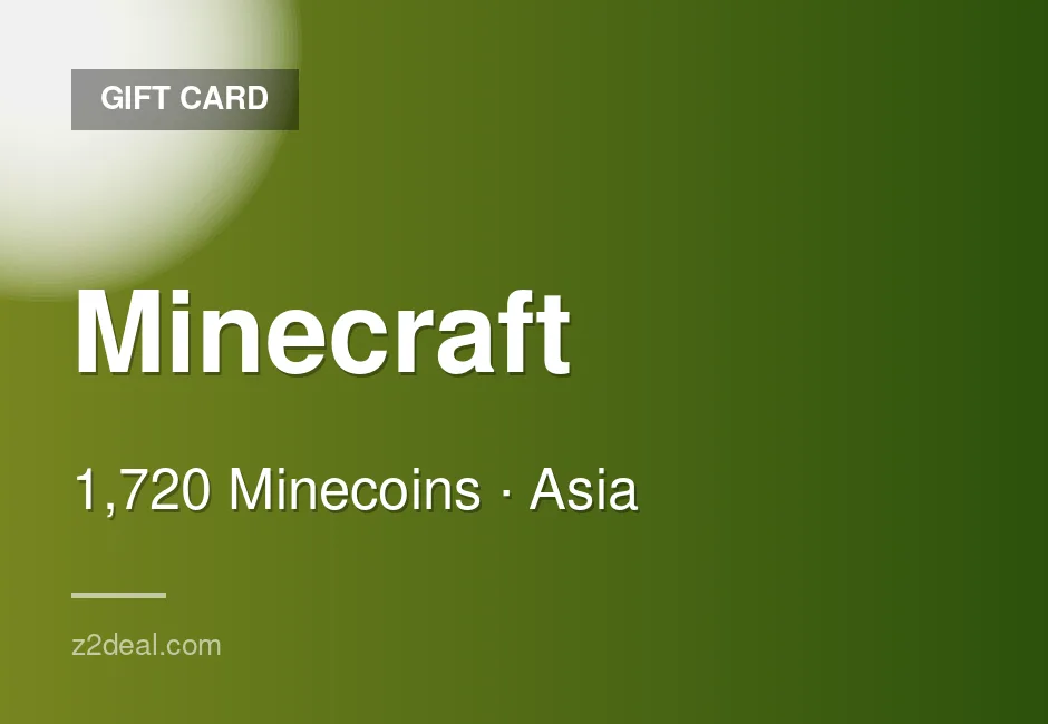 Trusted Minecraft Gift Card | 1,720 Minecoins | PC | PC Compatible | Taiwan | Delivered With Care