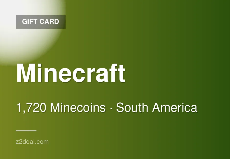 Digital Minecraft Gift Card | 1,720 Minecoins | PC | PC Compatible | Colombia | Reliable Service