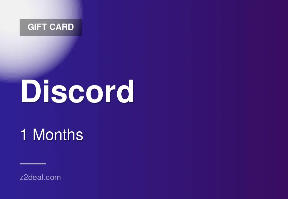 Reliable Discord Gift Card - 1 Months - New Users Only - Works Worldwide - Subscription Code - Order With Confidence