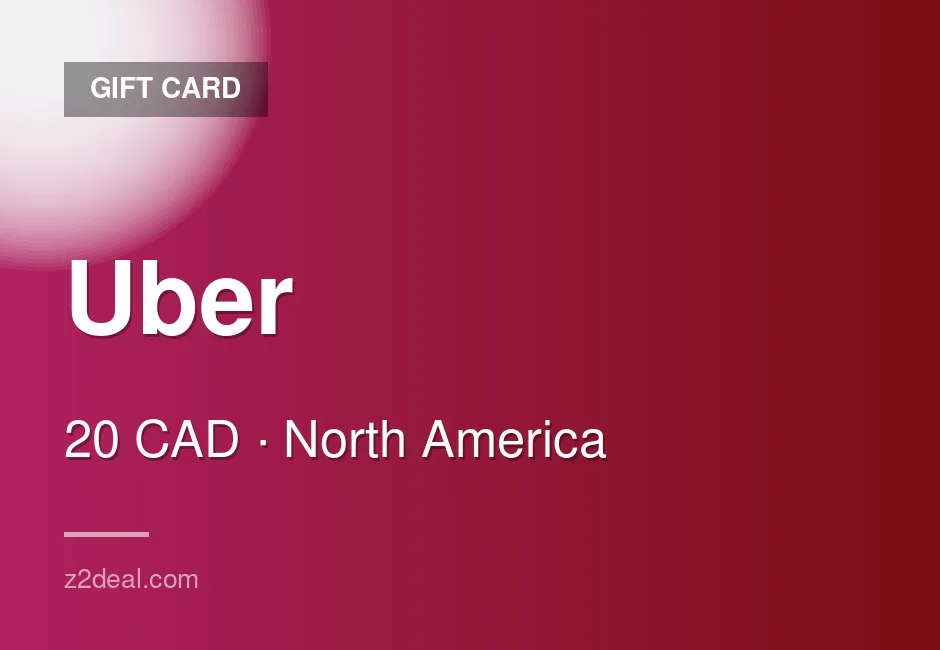 Uber Gift Card - 20 CAD - Canada - Same-Day Delivery