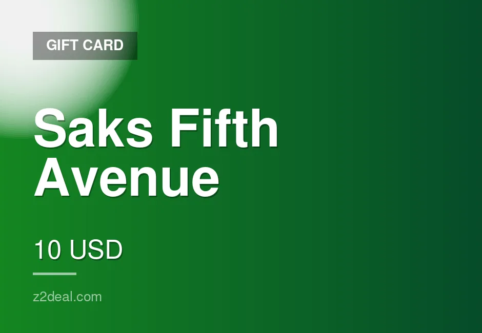Genuine Saks Fifth Avenue Gift Card - 10 USD - Safe Checkout