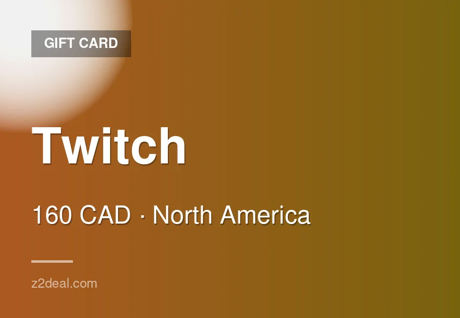 Instant Twitch Gift Card | 160 CAD | Canada | Fast Delivery