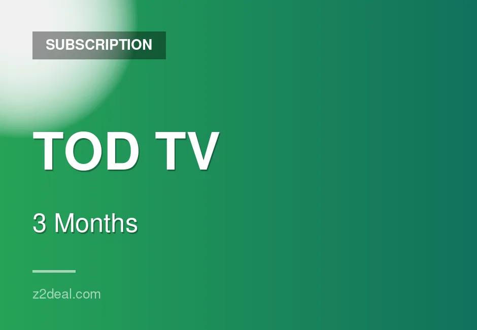 Instant TOD TV Subscription | 3 Months | 4K Quality | Easy Checkout