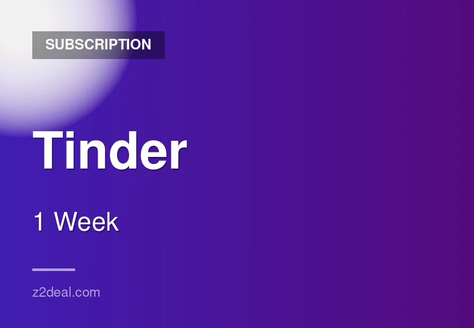 Premium Tinder Subscription | 1 Week | Global | Hassle-Free